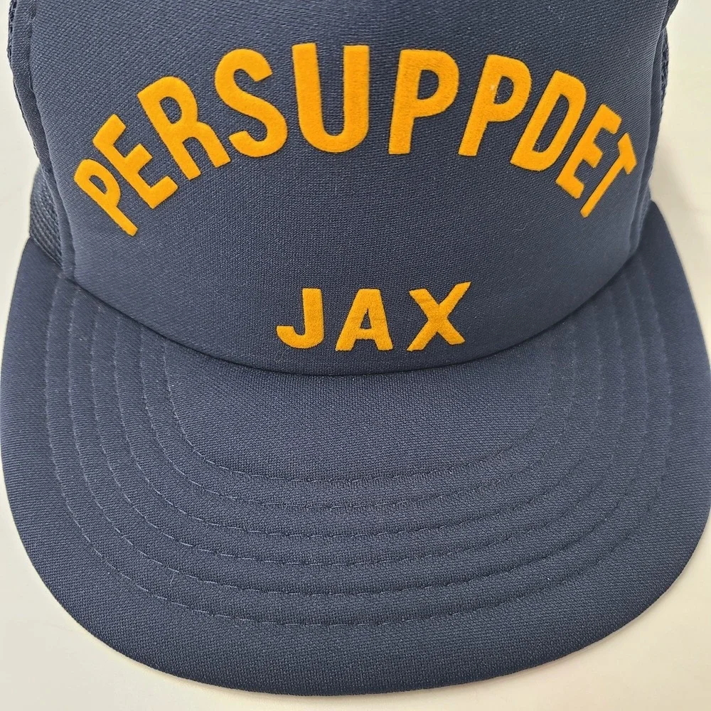 Vintage US Navy Hat Snapback S-M Trucker Mesh Blue Persuppdet‎ Jax Jacksonville
